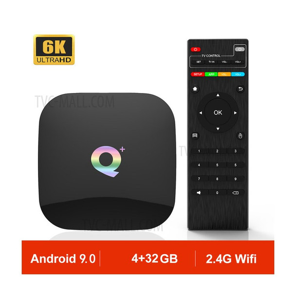 Q Plus Quad Core Allwinner H6 Android 9.0 TV Box WiFi Media Player 4+32GB - EU Plug