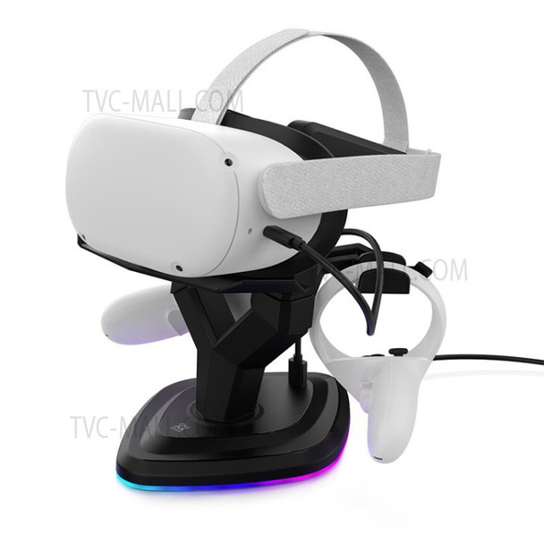 VR Stand Holder Charger Display Stand Docking Station for Oculus Quest 2/Pico Neo 3/Focus 3 Headset Controllers VR Accessories - Black