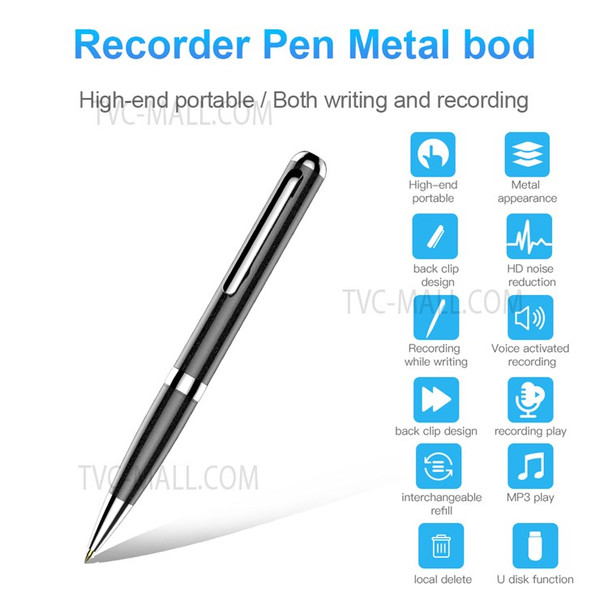 Q96 32GB Writeable Digital Voice Recorder Pen Audio Recording Dictaphone with Back Clip Design