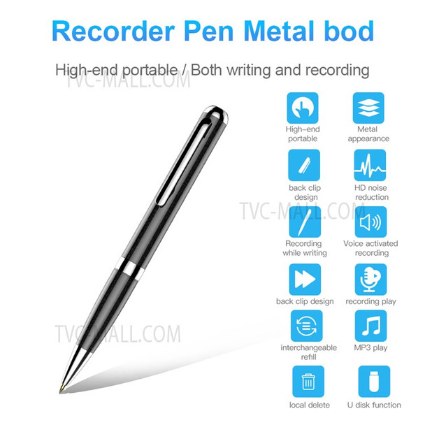 Q96 8GB Noise Reduction Mini Recorder Writeable Digital Voice Recorder Pen Portable Audio Recording Dictaphone