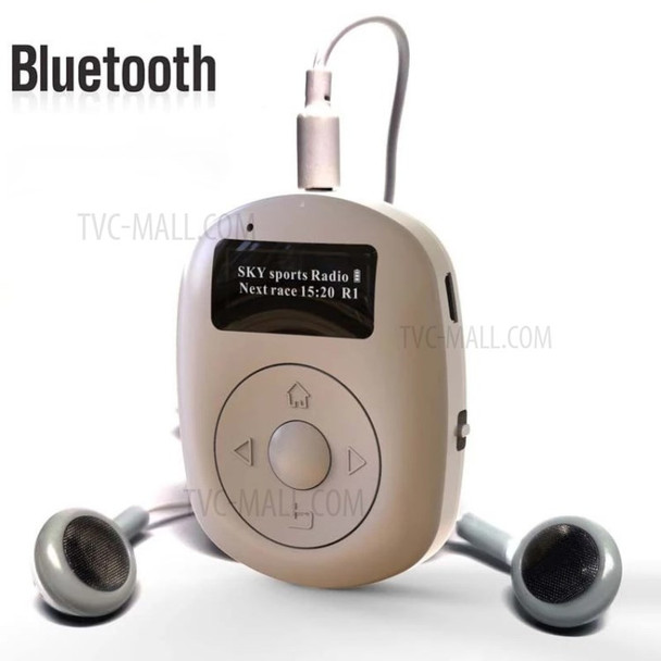 DAB FM Radio Receiver 1 inch OLED Screen Bluetooth Playback Hands-free 60 Preset Stations - White/DAB-C1
