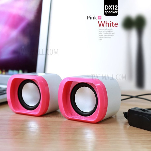 DX12 Mini USB Computer Speaker Multimedia Audio 3.5mm Jack Speaker for PC Laptop - Pink