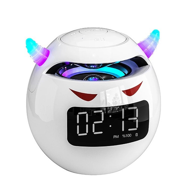 G9 Mini Bluetooth 5.0 Speaker with HD Calling Mic  Bedside Alarm Clock Subwoofer Music TF Player - White