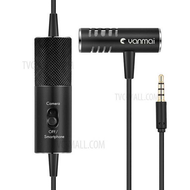 YANMAI R933S Lavalier Microphone for Camera iPhone 6m Mic for Audio Recording Interview - Black