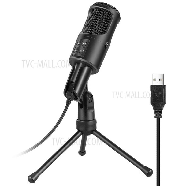 USB Condenser Microphone Studio PC Mic with Tripod for Gaming Podcast Broadcast