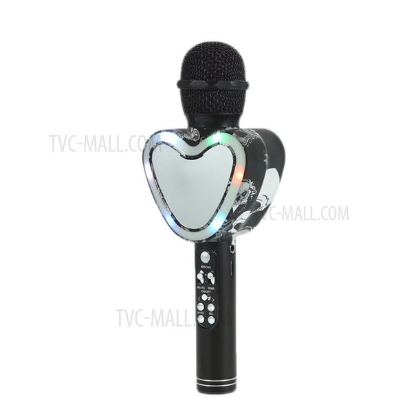 Q5 Heart-shaped Handheld Mic Speaker Wireless Bluetooth Karaoke Microphone - Black