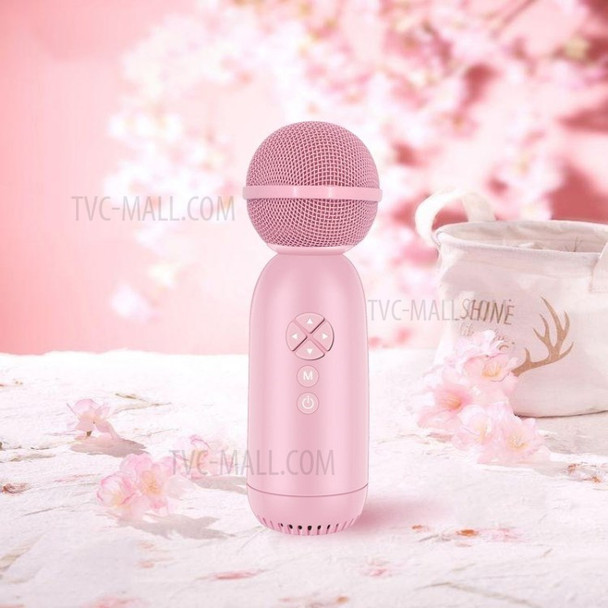 LY168 Kids Singing Handheld Karaoke Microphone Bluetooth Mic Speaker TF Card Player - Pink