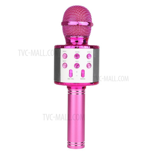 WS858L Wireless Handheld Karaoke Microphone with Colorful Lights Bluetooth Mic Speaker - Pink