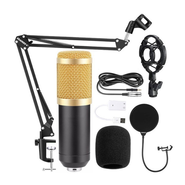 BM-800 Condenser Microphone Kit with Mount and Pop Filter for Studio Recording Broadcasting - A Set