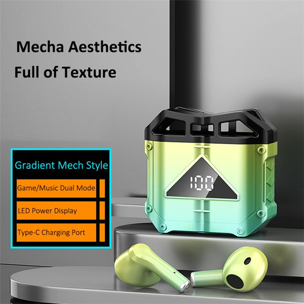 JX30 TWS Wireless Bluetooth Earphone Noise Reduction Low-Latency Headphone Earbud Headset with Charging Case - Green