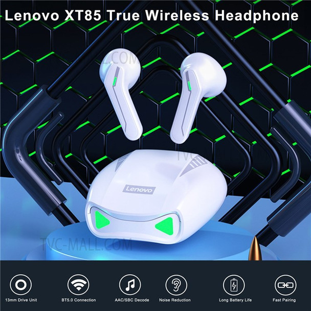 LENOVO XT85 1Pair True Wireless Earbuds Bluetooth 5.0 Sweatproof Headset with Touch Control 300mAh Charging Case - White