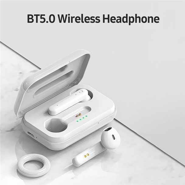 K88 BT5.0 Wireless Headset Half-In-Ear Headphone Sweatproof Earbuds HD Call CVC Noise Reduction Ergonomic Headphone for Sports - White