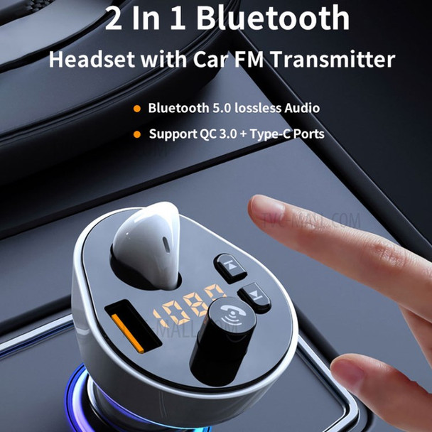 G57 Car Bluetooth Headset MP3 Player Business Earphone QC3.0 Fast Charging Car Charger FM Transmitter