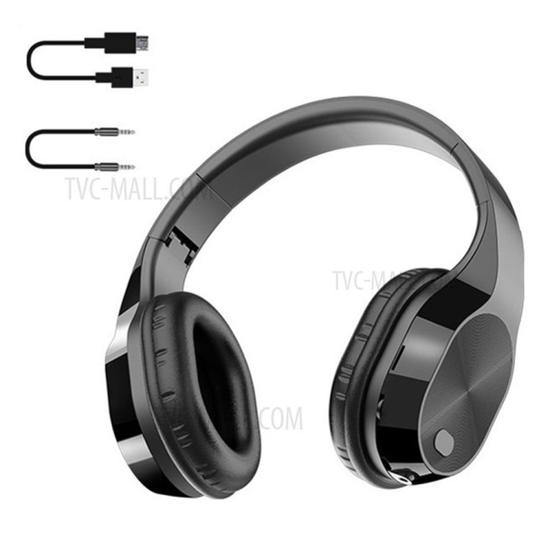 T5 Bluetooth Headset 5.0 HiFi Earphones Binaural Headphones with Mic TF Music Player - Black