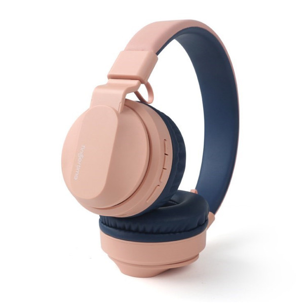 FINGERTIME Kids Headphones Music Player HiFi Stereo Bluetooth 5.0 Headset  for Study Online Class - Pink