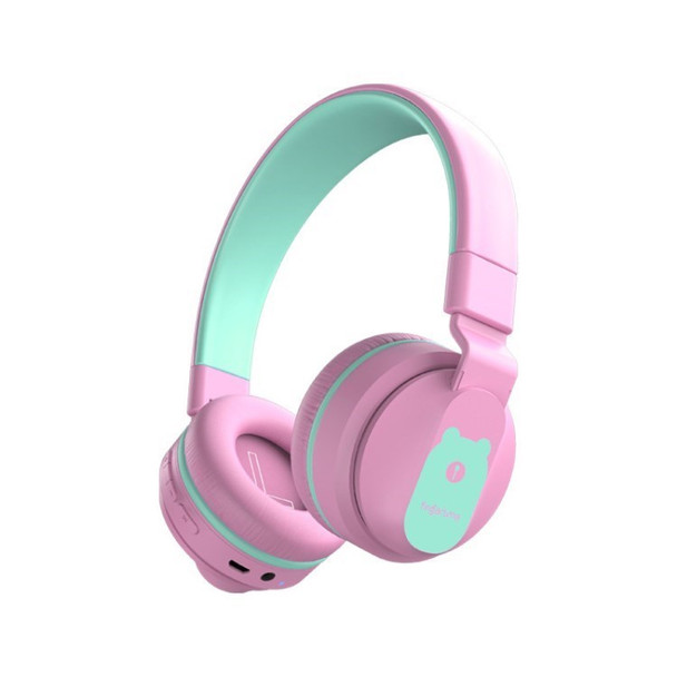 FINGERTIME High-quality Wired + Bluetooth 5.0 Headset with Music Sharing Kids Headphones for Study Online Class - Pink