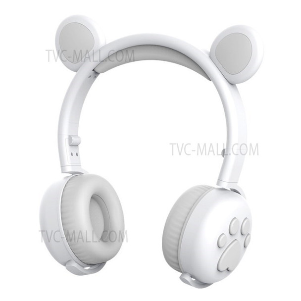 Colorful Glowing Kids Headphones 3.5mm Jack Bluetooth 5.0 Children Gaming Headset - White