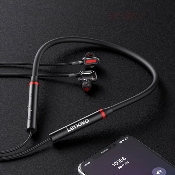 Lenovo HE05 Pro Wireless Earphone Neckband Bluetooth Earphone Magnetic Sports Running Headset Built-in Noise Cancelling Microphone - Red