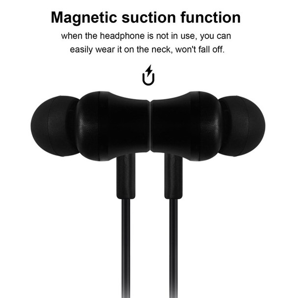 LENOVO QE03 Neckband Design Wireless Bluetooth 5.0 Headphones Music Earphone Outdoor Sports Headset Neck Hanging In-ear Earbuds Magnetic Suction with Microphone - Black