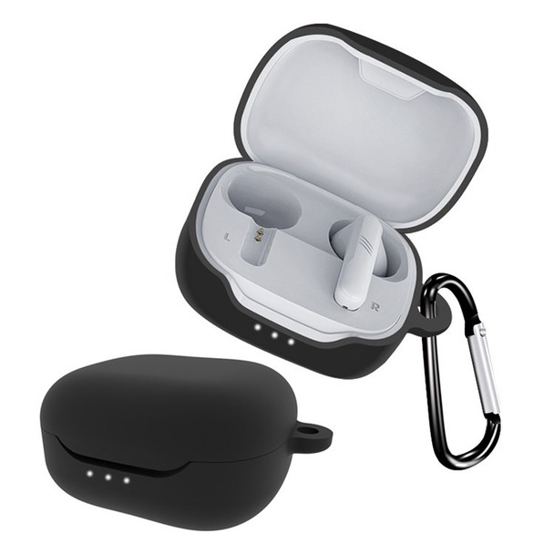 For JBL C260 TWS Bluetooth Earbuds Silicone Cover Charging Case Cover Anti-Drop Soft Protector - Black