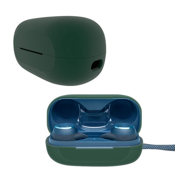 For JBL Reflect Mini NC Bluetooth Earphone Shock Absorption Silicone Case Anti-scratch Protective Cover - Midnight Green