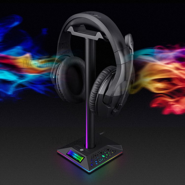 RGB Headphone Desktop Stand Gaming Headset Holder with 3.5mm AUX 2 USB Ports for Bose JBL AKG