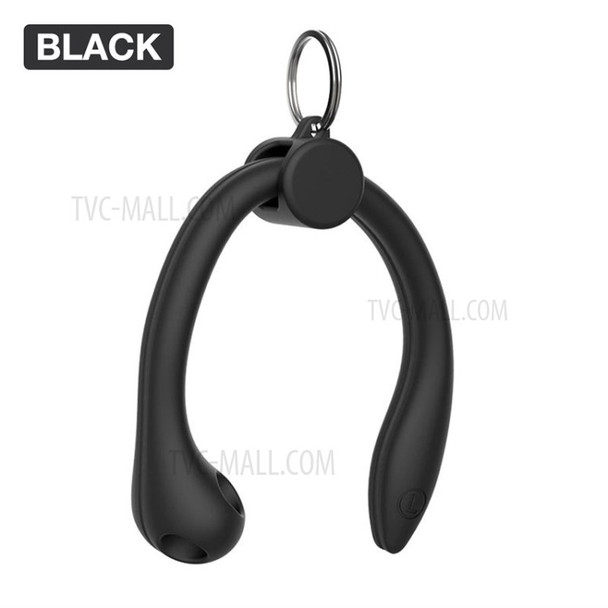 1 Pair Earhooks Holder Silicone Anti-lost Ear Hook for AirPods with Charging Case (2019)(2016)/Huawei FreeBuds3 - Black