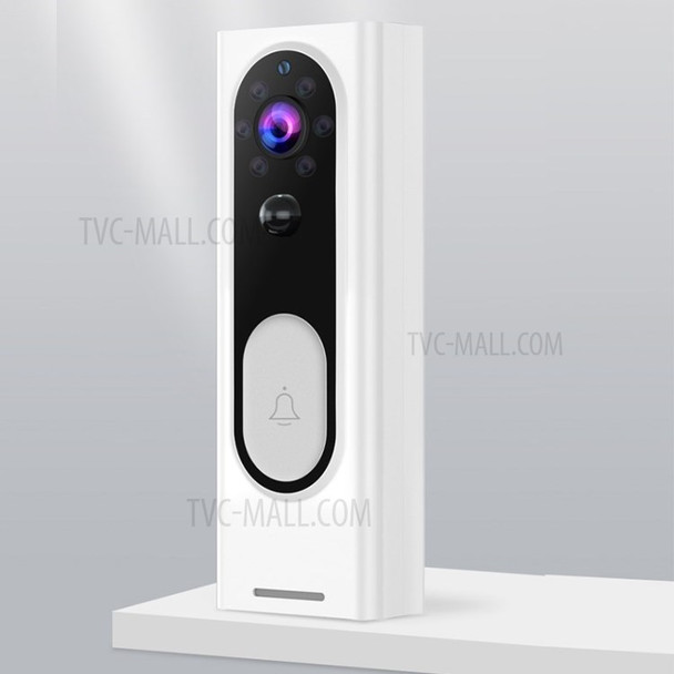 1080P Video Doorbell Camera Wireless WiFi Doorbell PIR Motion Detector Night Vision 2-Way Audio Support Cloud Storage - White
