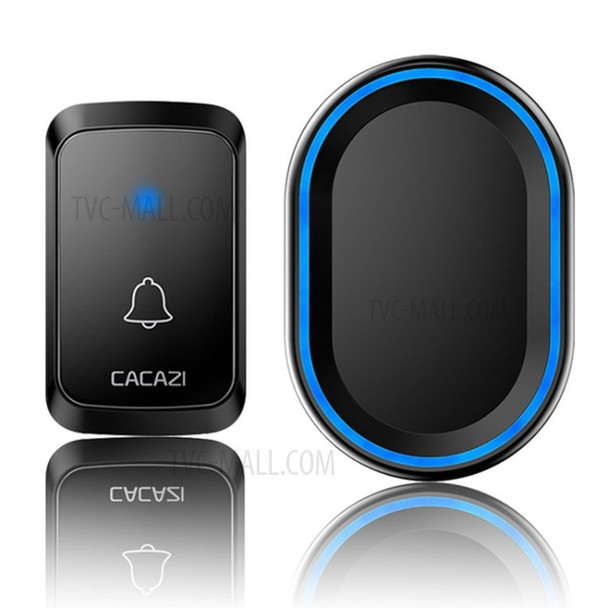 CACAZI 300m Range Wireless Remote Doorbell 58 Tune Songs Chime Waterproof Smart Door Bell - Black/US Plug