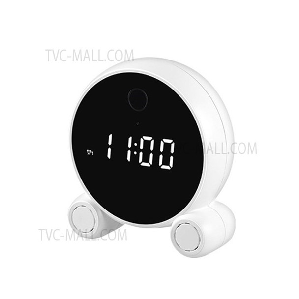 HD WiFi IP Smart Surveillance Camera Motion Detection Night Vision Alarm Clock Monitor - White