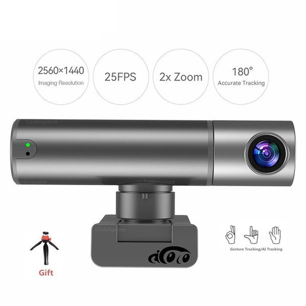 AICOCO 4K HD Live Camera Smart Tracking Focus Gesture Control Microphone Computer Webcam for Gaming Video Conferencing - Black