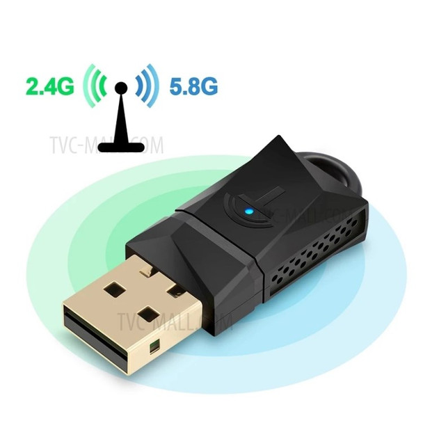 ROCKETEK WL3AT 600Mbps Dual Band 2.4G/5GHz Wireless USB WiFi Adapter Ethernet Receiver Dongle