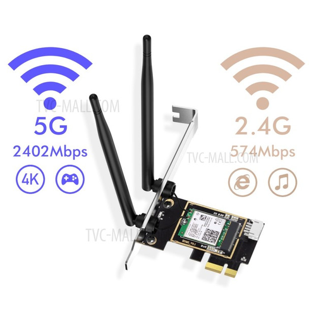 EDUP EP-9636ES 3000Mbps WiFi 6 AX200 Bluetooth 5.1 PCI-E Wireless WiFi Network Adapter Dual Band 2.4G/5Ghz Network Card