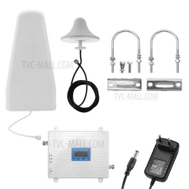 Cell Phone Signal Booster 110-220V LTE Signal Amplifier 900 1800 2100 GSM DCS WCDMA 2G/3G/4G Intelligent Repeater Kit Increases Signal Strength - EU Plug