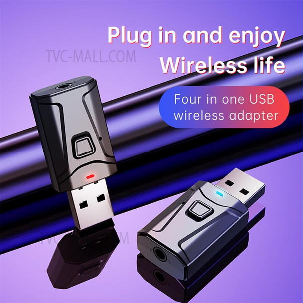 T18 USB Bluetooth 5.0 Audio Receiver Transmitter 4 in 1 Mini 3.5mm Jack AUX RCA Stereo Music Wireless Adapter for TV Car