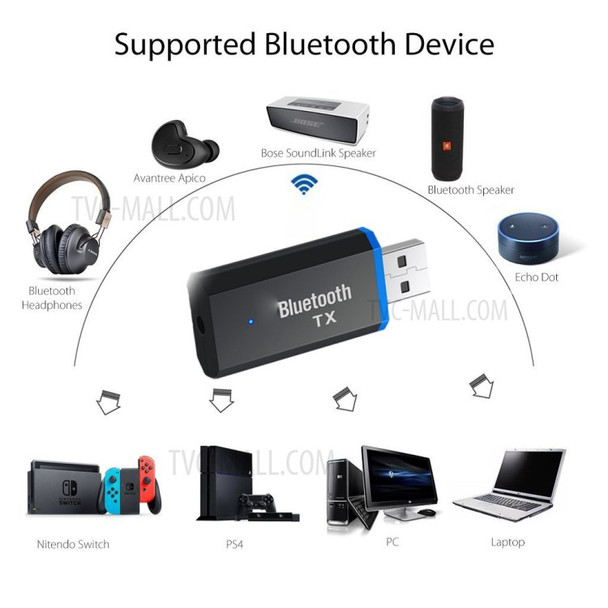 EDX-TX3 Bluetooth 5.0 Audio Transmitter Receiver USB Adapter for TV PC Car AUX Speaker