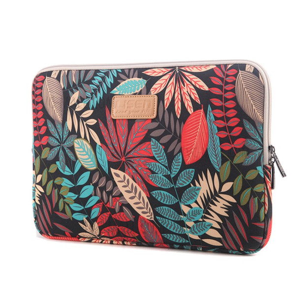 LISEN Colorful Leaves Laptop Sleeve Bag Case for iPad 9.7/iPad Air etc, Size: 27 x 21 x 1.5cm - Black