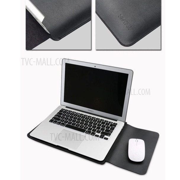 SOYAN PU Leather Pouch Case and Mouse Pad 2-in-1 for MacBook Air/Pro 13.3-inch - Black
