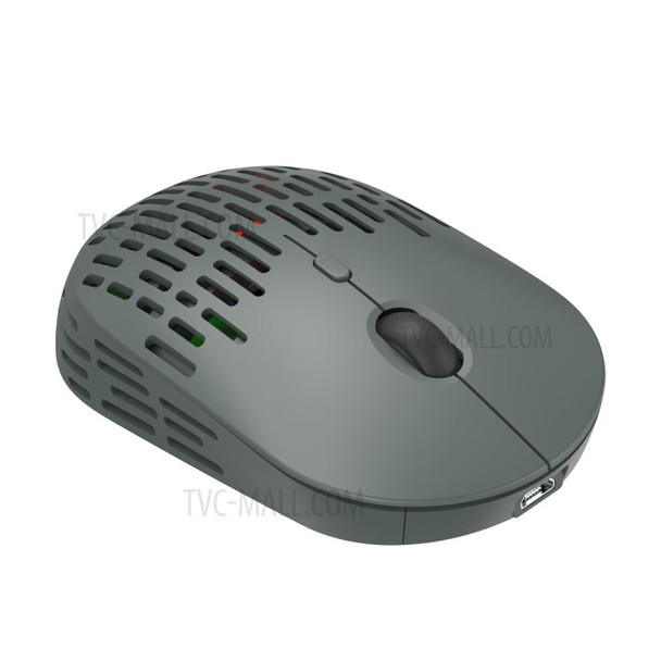 T38 Luminous Hole 2.4G Single Mode Charging Wireless Mute Mouse - Grey