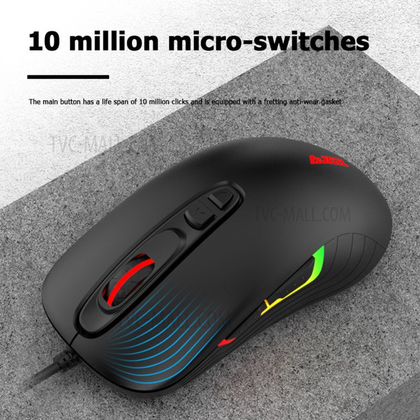 AJAZZ AJ125 Gaming Mouse Wired Mute Gamer Mice 7 Button USB Computer Mouse 10000 DPI Adjustable for Computer PC Laptop - Black