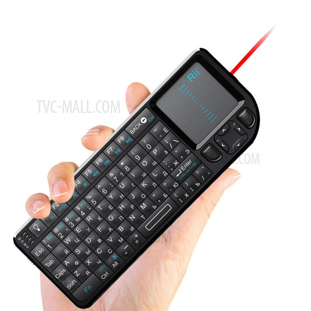 RII Mini V3 2.4GHz Wireless Keyboard Touchpad Air Mouse with Backlit and Laser Pointer (Russian Layout)