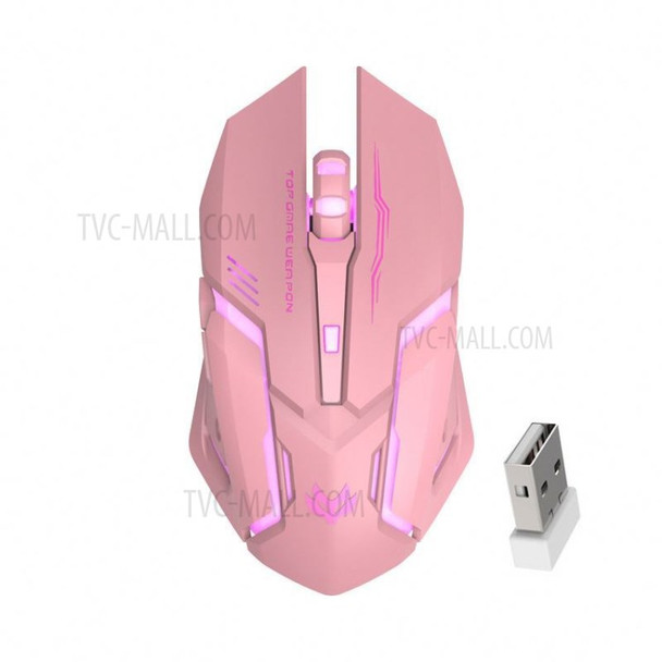 T1 Mute Wireless Gaming Mouse Rechargeable RGB Backlit USB Computer Mice - Pink