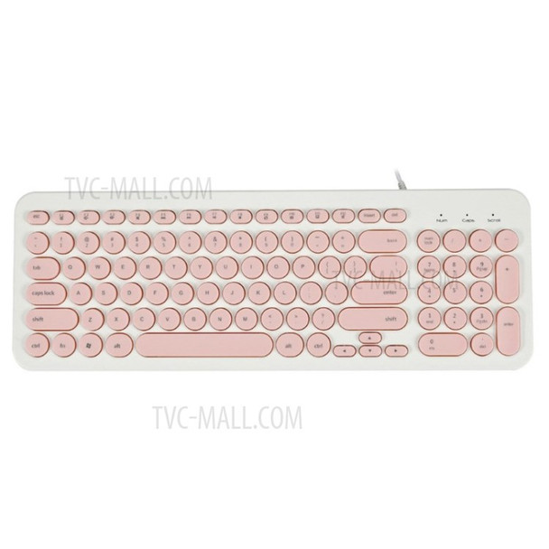 DIVIPARD D520 Silent Wired Circular Button Keyboard with 96 Keys Computer Keyboard - Pink