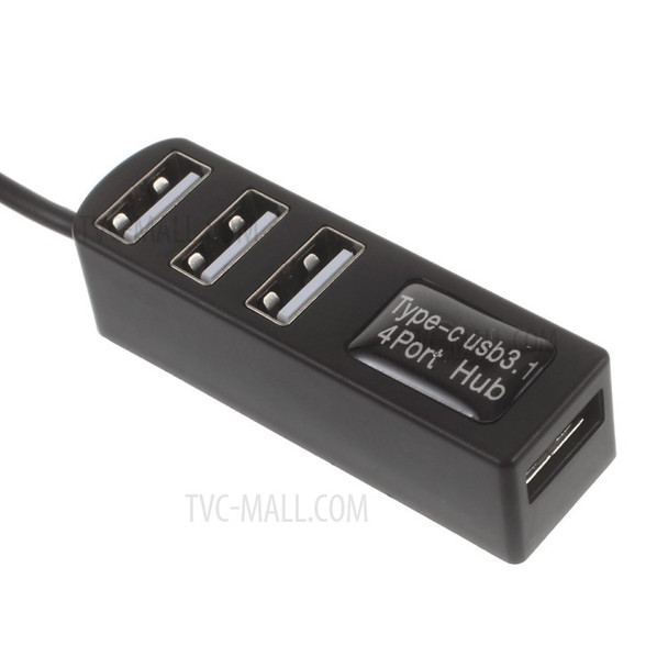 USB 3.1 Type-C to 4-Port USB 2.0 Hub Adapter (P-3101) - Black