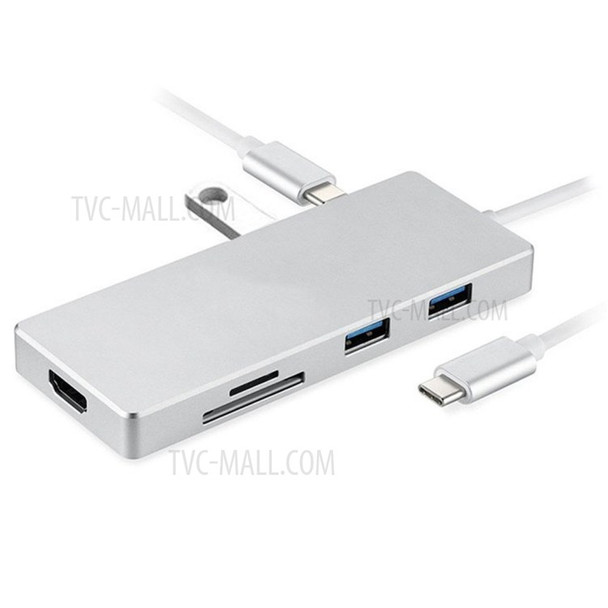 Type-C to 4K HDMI + 3 USB 3.0 Ports + TF / SD Card Reader USB Hub Adapter for Macbook Pro