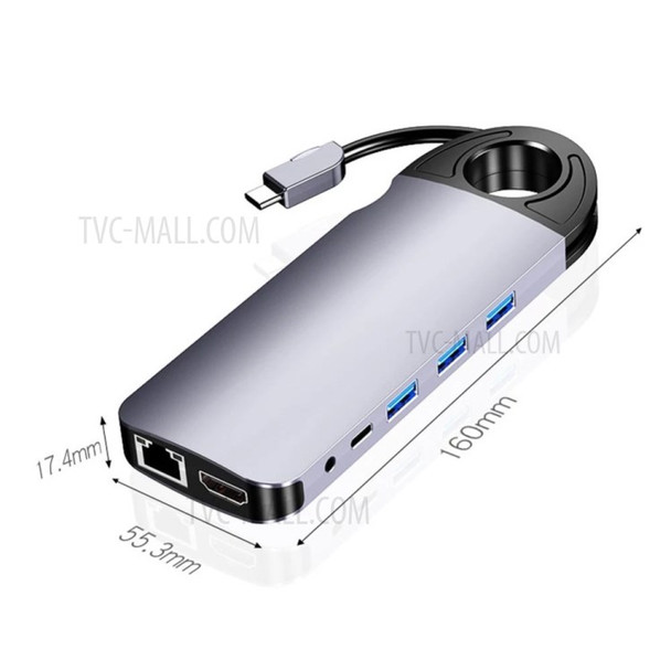 10 in 1 USB-C Hub Type-C Adapter with Ethernet HDMI VGA 3xUSB3.0 SD/TF Card Reader 3.5mm Audio USB - C PD