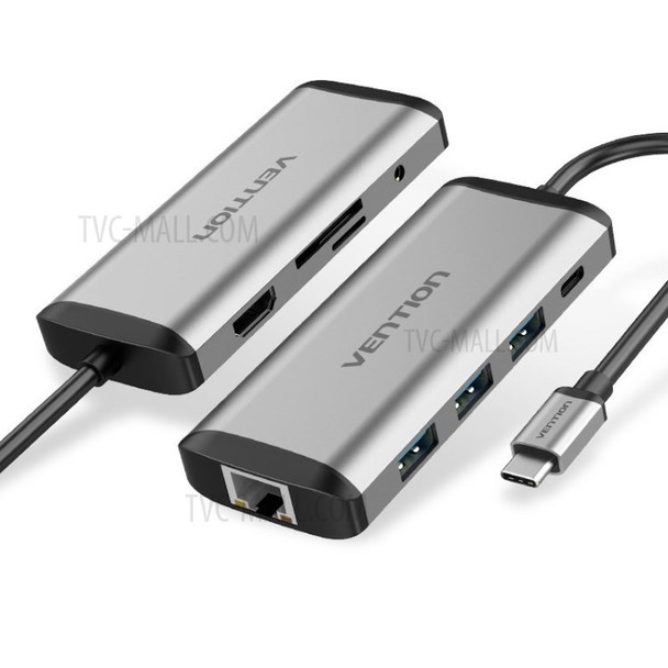VENTION 15cm 9 in 1 Hub Type - C to HDMI+USB3.0*3+TF/SD+RJ45+3.5mm+PD Adapter