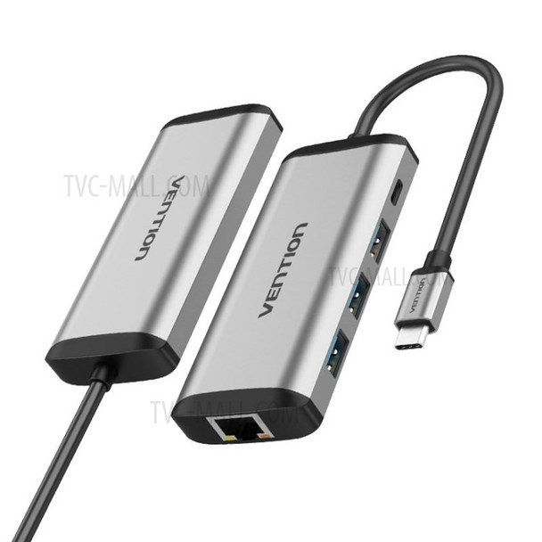 VENTION 5 in 1 15cm Type - C to USB 3.0*3+RJ45+PD Hub Adapter Cable