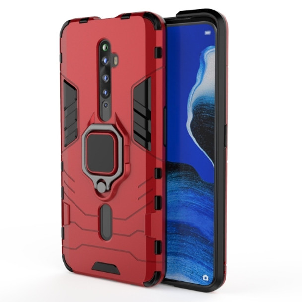 For OPPO Reno2 Z Shockproof PC + TPU Protective Case with Magnetic Ring Holder(Red)