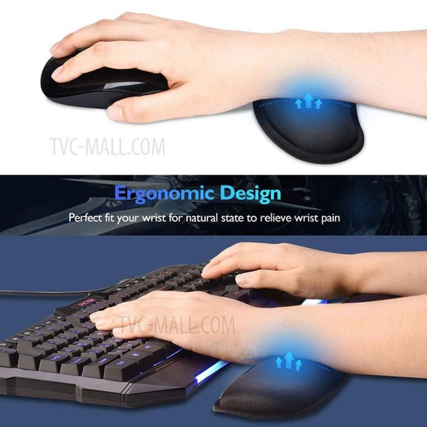 Wrist Rest Mouse Pad Keyboard Wrist Support Set Memory Foam Ergonomic Non-slip Office Gaming Mouse Support